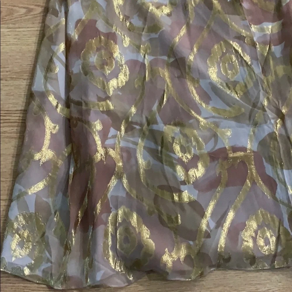 Oleg Cassini Metallic Foil Chiffon Maxi Dress - 8